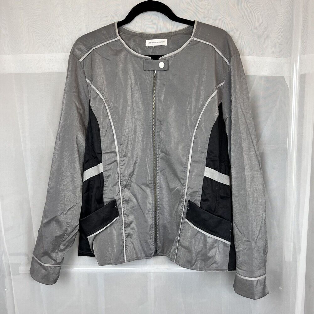 Vintage Christopher and banks metallic moto racer zip up jacket MD grunge